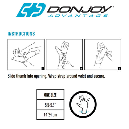 DonJoy DA161TB01-BLK Wrap Around Stabilizing Thumb Splint, Black, Adjustable, Fits 5.5" to 9.5"