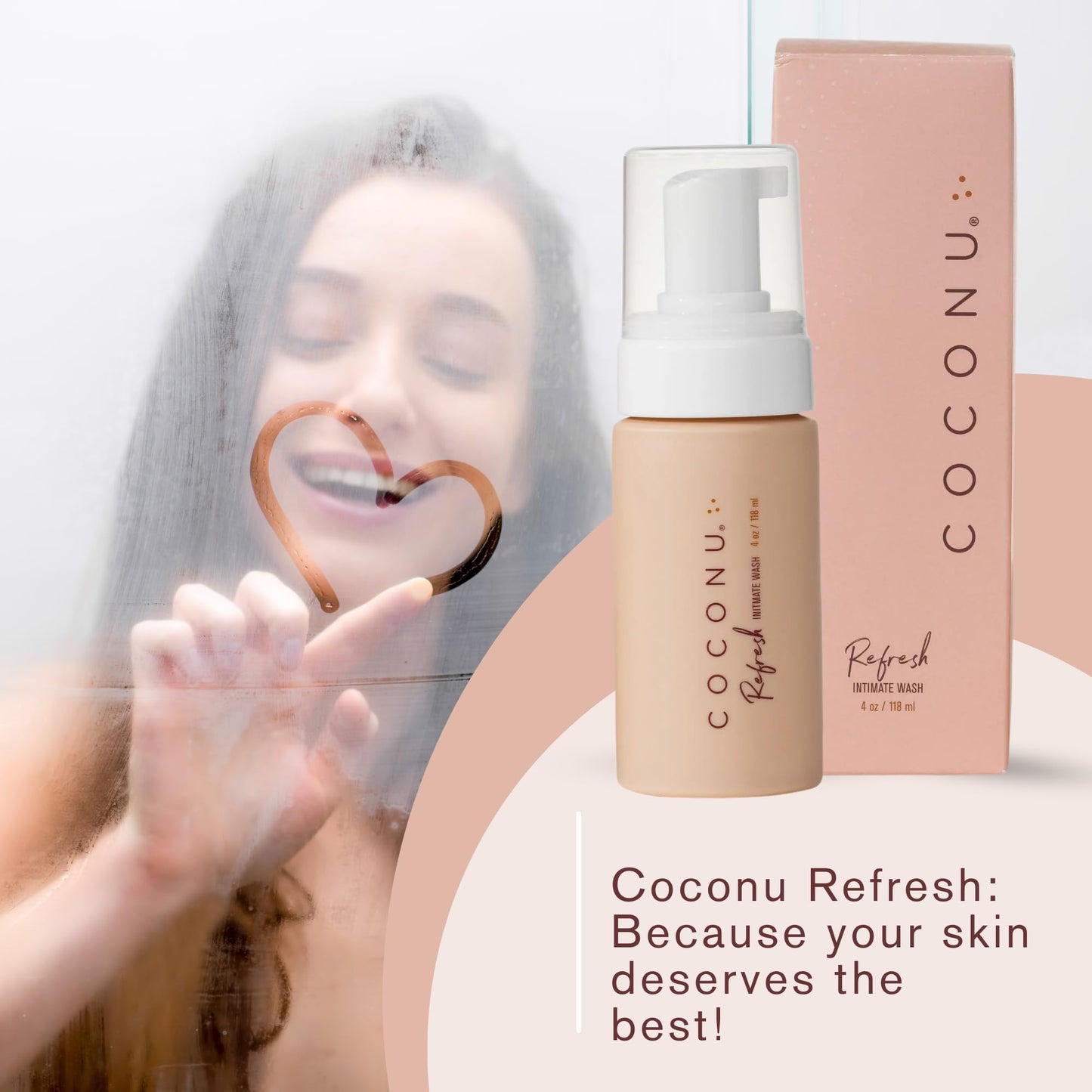 COCONU Refresh Intimate Wash - Foaming Wash for Women & Men | Intimate Soap, Fragrance Fragrance Free Feminine Wash | Use Daily, 4 Oz