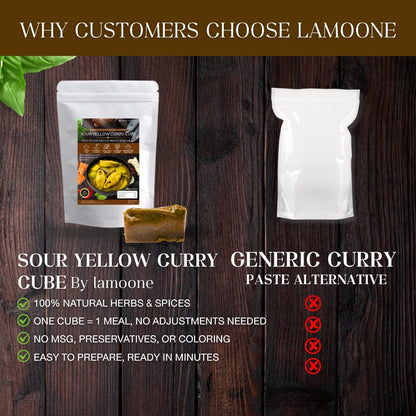 Yellow Sour Soup Cube – 40 g (1.41 oz) Authentic Southern Thai Paste Cube, Ready-to-Use Instant Curry Block, Spicy & Tangy Flavor, Single-Serve for 2 No Color, No MSG, No Preservatives Added (1)
