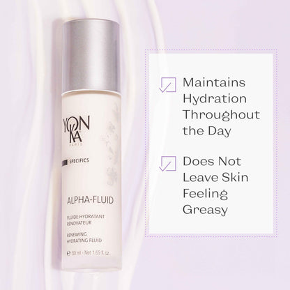Yon-Ka Alpha Fluid | Age Defense Lightweight Moisturizer for Fine Lines | Vitamin E, Rice Bran Oil and Fruit AHA | for All Skin Types | 1.69 fl oz