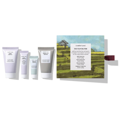 Daily Calm Solution Collection | Soothing Nourishing Face and Body Kit, Includes Remedy Cream to Oil, Remedy Defense Cream, Specialist Hand Cream & Tranquillity Body Lotion | 4 Pieces