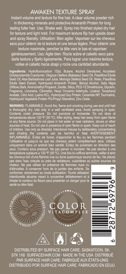 SURFACE Hair Awaken Texture Spray For Volumizing and Lifting Fine Hair, 4 fl. Oz.