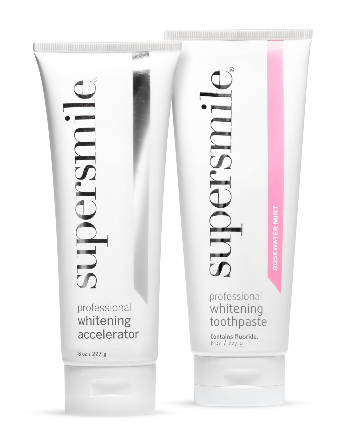 Supersmile Whitening System with Fluoride – Professional Grade 2-Step Whitening Toothpaste and Accelerator – Whitens Up to 6 Shades, 8 oz Each
