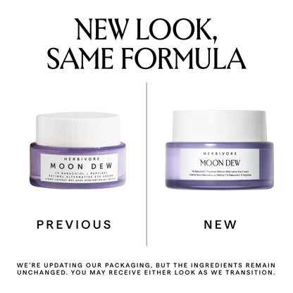 HERBIVORE Moon Dew 1% Bakuchiol + Peptides Retinol Alternative Anti Aging Eye Cream Reduces Fine Lines, Wrinkles & Puffiness, Plant-based, Vegan, Cruelty-free, 15mL / 0.5 oz