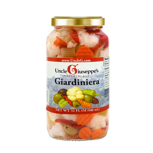 Uncle Giuseppe’s Giardiniera – 32 fl oz Jar – Italian-Style Pickled Vegetable Medley, Crisp & Zesty, All-Natural (Pack of 1)