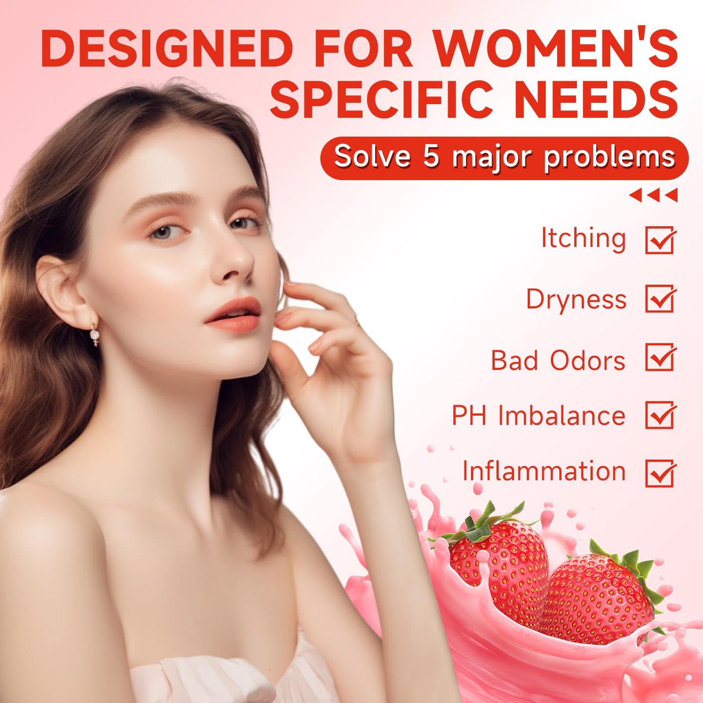 3 PCS Yoni Soap Bar, Organic Yoni Bar Soap Yoni Wash Feminine Wash for Women Ph Balance, Natural Deodorant Vaginal Body Bath Soap Body Wash Strawberry Handmade feminine soap