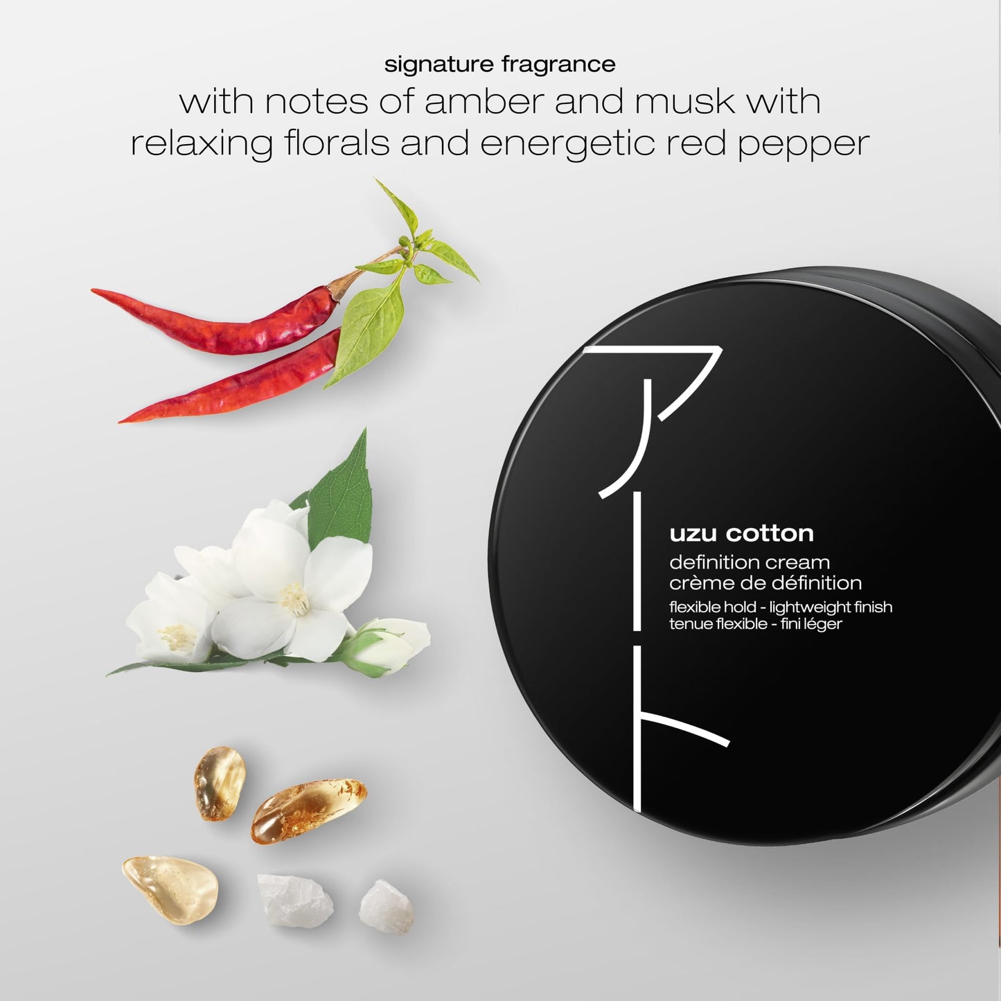 shu uemura art of hair Uzu Cotton Definition Cream - Anti-Frizz, Flexible Hold and Natural Shine, For Wavy and Curly Hair, 2.54 Fl Oz