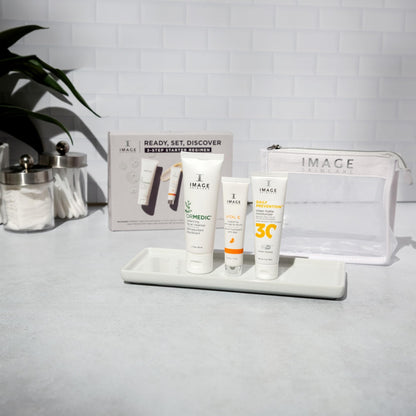 IMAGE Skincare, Ready Set Discover, 3-Piece Travel Ready Skin Care Kit, with Face Wash, Serum, and Moisturizer
