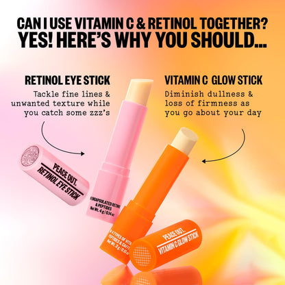 PEACE OUT Retinol Eye Stick, Under Eye Treatment for Hydration, Fine Lines & Wrinkles, with Encapsulated Retinol, Peptides & Squalane for Smoother Looking Under Eyes, 0.14 oz