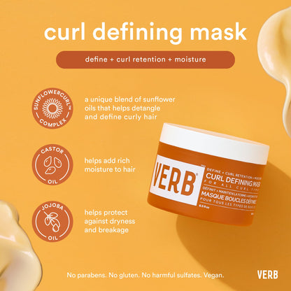 VERB Curl Defining Mask - Curl Definition + Retention - Moisturize + Reduce Frizz - Vegan, No Parabens or Harmful Sulfates