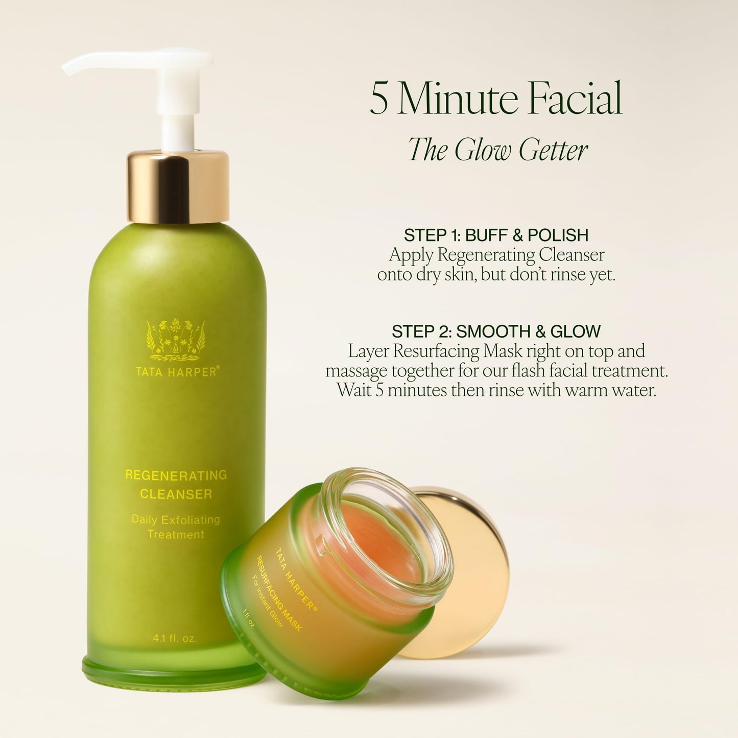 Tata Harper Resurfacing Mask, Instant Glow Face Mask, Gentle Exfoliating Face Mask, Enzyme Mask, Natural Skincare, 30ml