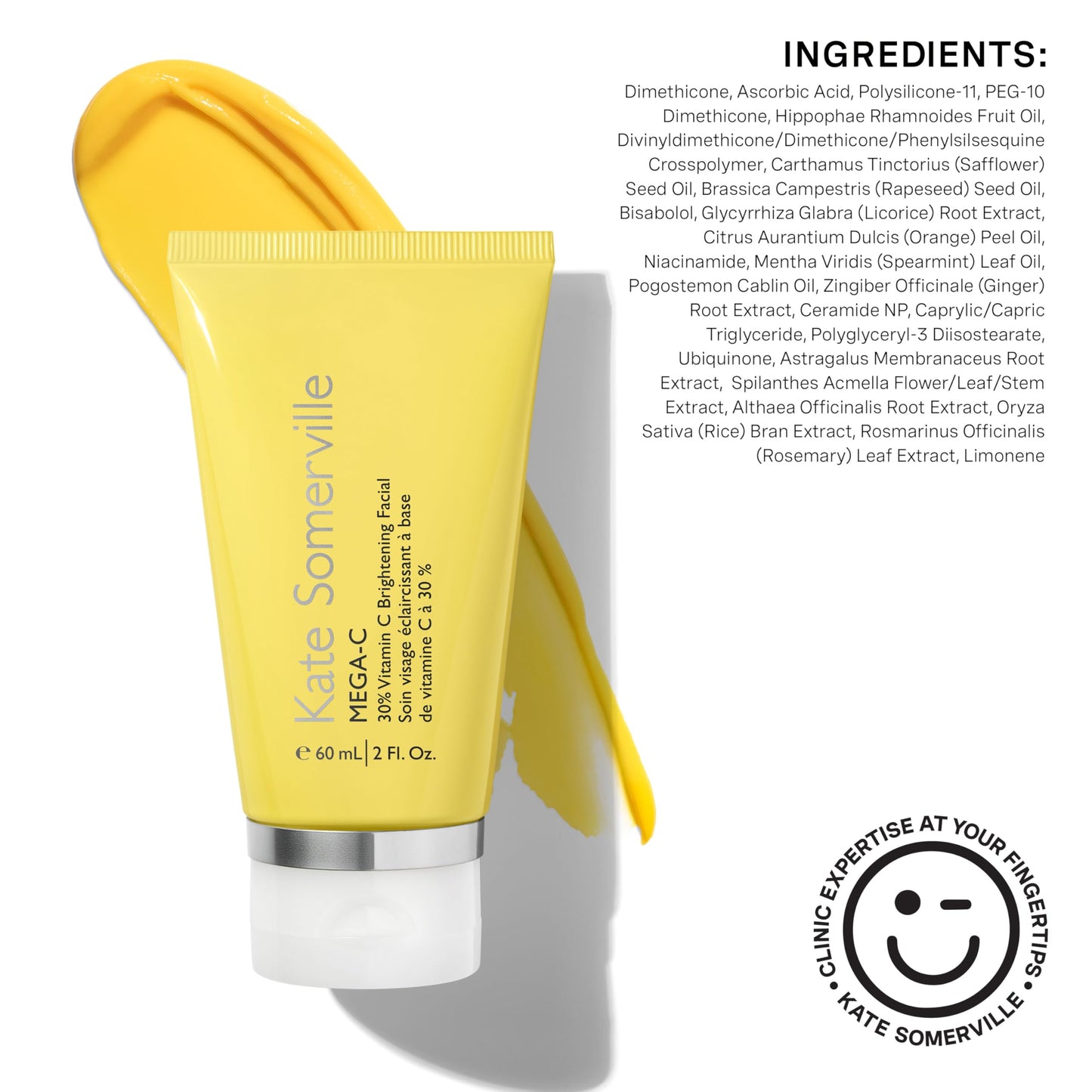 Kate Somerville Mega-C 30% Vitamin C Brightening Facial Mask – Clinic-Grade Treatment to Brighten, Even Skin Tone & Firm, 2 Fl Oz