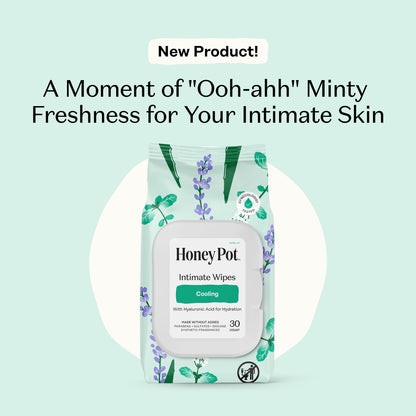 Honey Pot - Feminine Wipes - Daily PH Balancing, Fragrance & Sulfate Free Wipes for Intimate Parts, Body, or Face - Hygiene Products - Cooling 30 ct