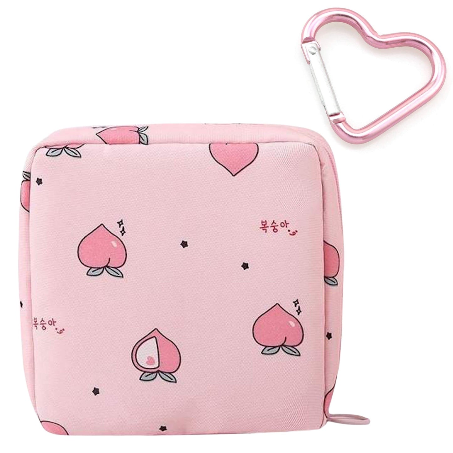 Reusable Sanitary Napkin Pads Storage Bag Portable for Women Girls | Made of Nylon Water Resistance Reusable | Zero Waste Period (Peach + Flower)