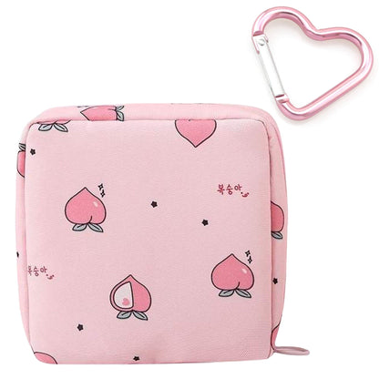 Reusable Sanitary Napkin Pads Storage Bag Portable for Women Girls | Made of Nylon Water Resistance Reusable | Zero Waste Period (Peach + Flower)