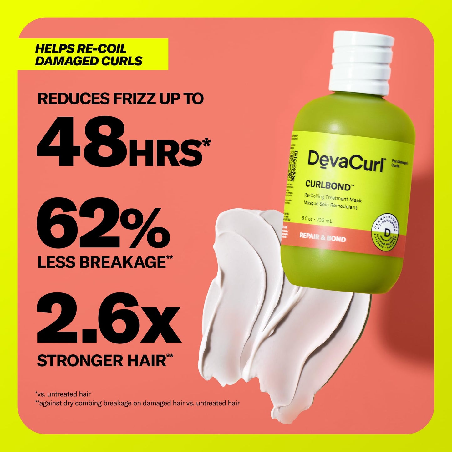 DevaCurl CurlBond Re-Coiling Treatment Mask | Helps Re-Link Broken Bonds | Improves Strength | Protects From Future Damage | All Curl Types