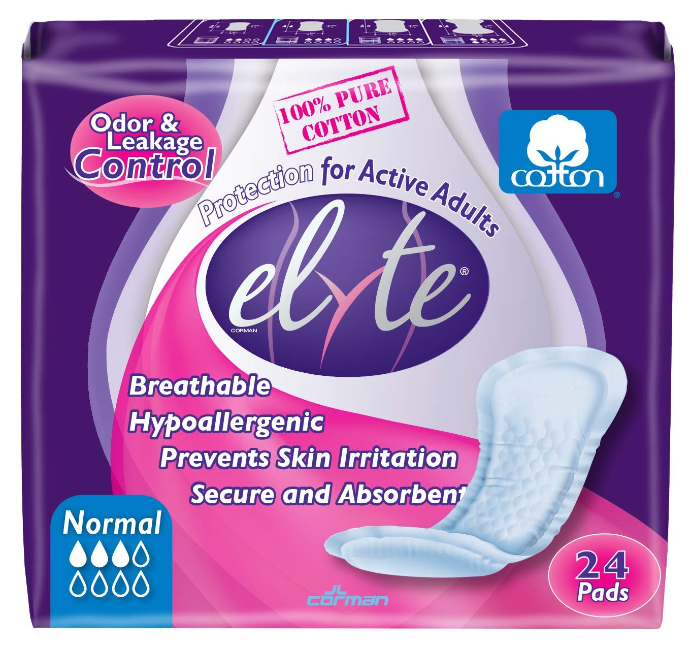 Elyte Elyte Light Inco Pads Normal, 24-Count (Pack of 1)