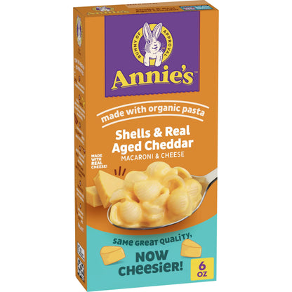Annie's Homegrown Shells & Real Aged Cheddar Macaroni & Cheese Box, 6 oz