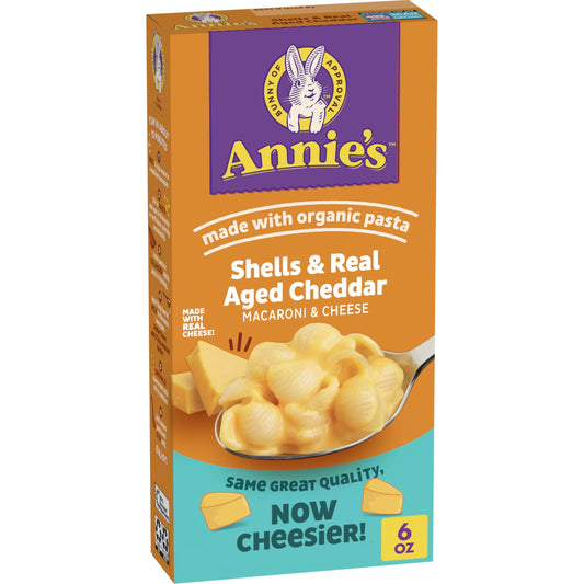 Annie's Homegrown Shells & Real Aged Cheddar Macaroni & Cheese Box, 6 oz