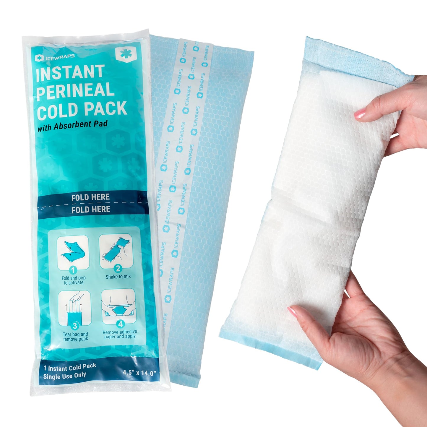 ICEWRAPS Instant Postpartum Cold Pads for Women After Birth – Ice Packs for Postpartum Care, Easy to Activate (Squeeze to Use) Stays Cold up to 20 Min, 12 Pack, Disposable Pads – FSA-HSA Eligible