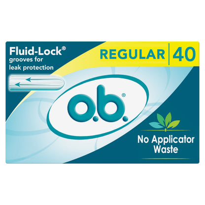 o.b. Tampons No Applicator, Fragrance-Free - 40ct | Applicator-Free Tampons Regular, Feminine Care, ob Tampon Regular, Period Products