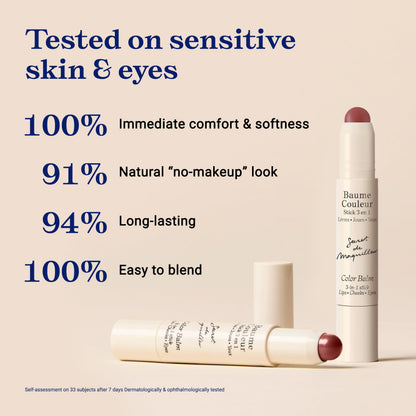Embryolisse Color Balm 3-in-1 Stick, Mocha, Multi-Use Tint for Eyes Lips & Cheeks, Hydrating Balm with Centella Asiatica & Aloe Vera, Vegan, Fragrance Free, 0.08 oz
