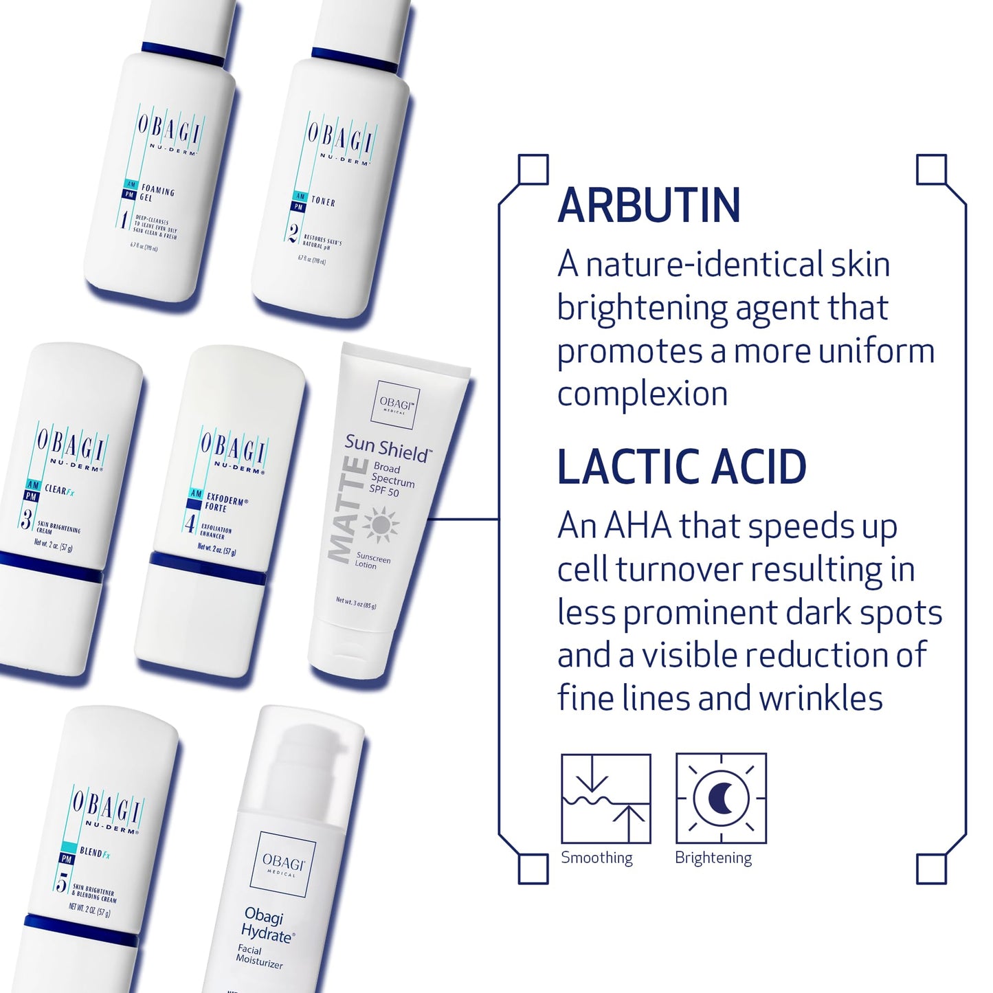 Obagi Medical Nu-Derm Fx System Normal to Oily Bundle - Includes: Foaming Gel, Toner, Clear, Exfoderm Forte, Blend. Hydrate and Sun Shield.