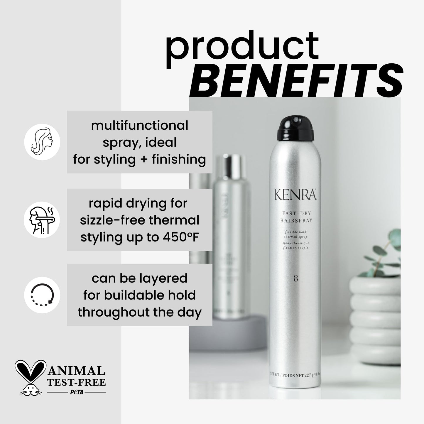 Fast Dry Hairspray 8 | Flexible Hold Thermal Spray | Multifunctional Spray, Ideal For Both Styling & Finishing | Lightweight, Instant Control | All Hair Types