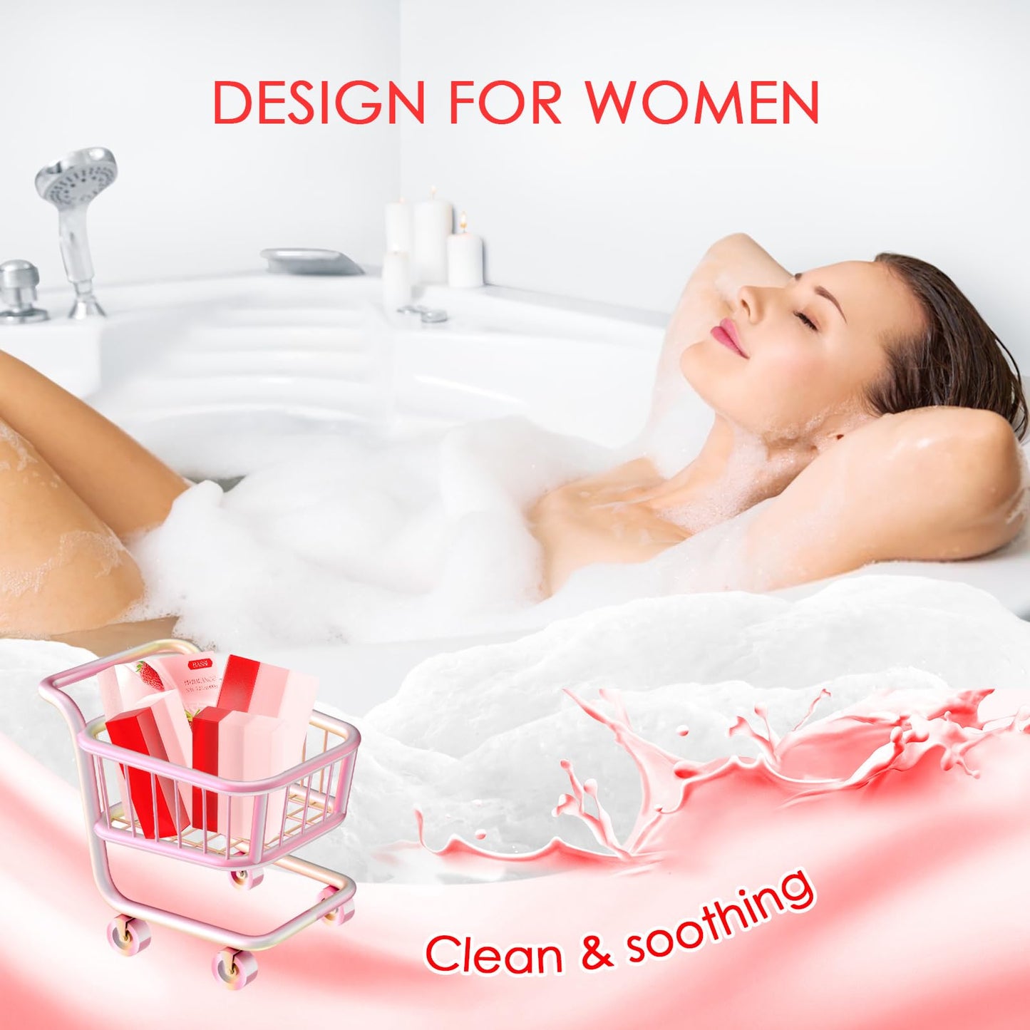 Yoni Soap Bars & Natural Yoni Oil Set, Natural Yoni Wash for Women Feminine Wash Deodorants pH Balance, Eliminates Odor, Strawberry Feminine Oil 30ml/1 oz, 2pcs 3.53 oz Bath Soap