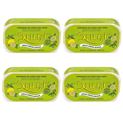 NURI Portuguese Sardines in Olive Oil and Lemon Special Edition - 4 Pack - 4.4 oz cans