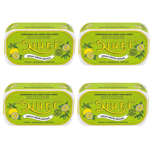 NURI Portuguese Sardines in Olive Oil and Lemon Special Edition - 4 Pack - 4.4 oz cans