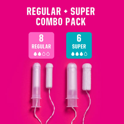 FLO Bamboo Pads (10 Day + 5 Night) + Tampons (8 Regular + 6 Super) Starter Bundle