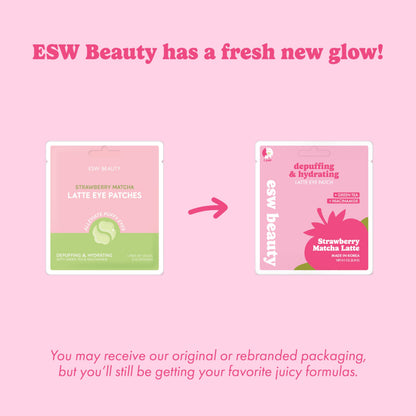 ESW Beauty Strawberry Matcha Latte Under Eye Patches – Depuffing & Hydrating – Vegan Hydrogel with Green Tea for Refreshing, Nourished Under Eyes