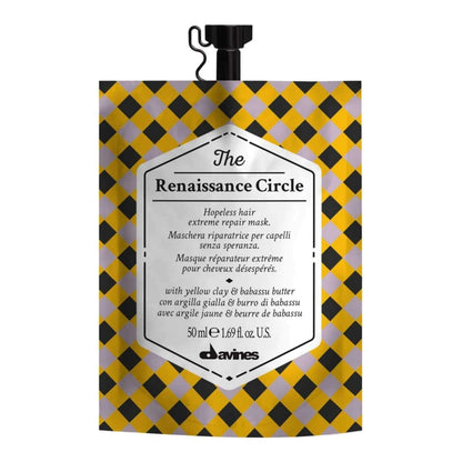 Davines The Renaissance Circle Hair Mask, Repairing Treatment for Extremely Damaged Hair - Restores Structure & Softness with Babassu Butter & Yellow Clay - Deep Conditioning, 1.69 Fl Oz