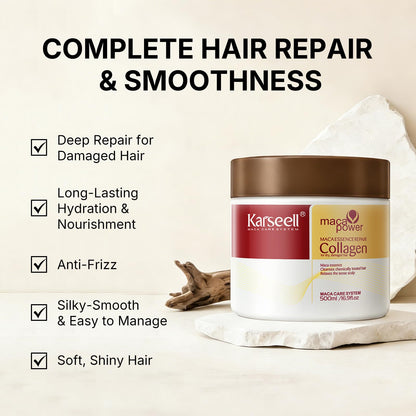 Karseell Collagen Hair Treatment Deep Repair Conditioning Argan Oil Collagen Hair Mask Essence for Dry Damaged Hair All Hair Types 16.90 oz 500ml