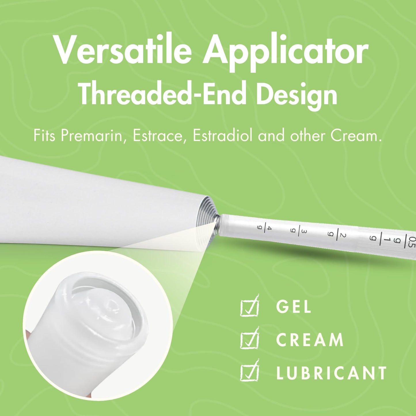 Disposable Plastic Vaginal Cream Applicators: to Fit Preseed Lubricant, Estrace, Personal Lube and OTC Gel or Cream Products - with Dosage Measurements, Threaded End and Comfort Tip - 20 Pack