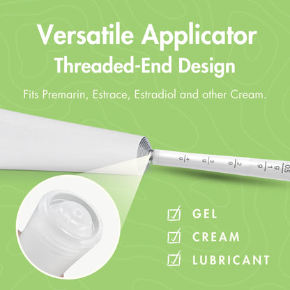 Disposable Plastic Vaginal Cream Applicators: to Fit Preseed Lubricant, Estrace, Personal Lube and OTC Gel or Cream Products - with Dosage Measurements, Threaded End and Comfort Tip - 20 Pack