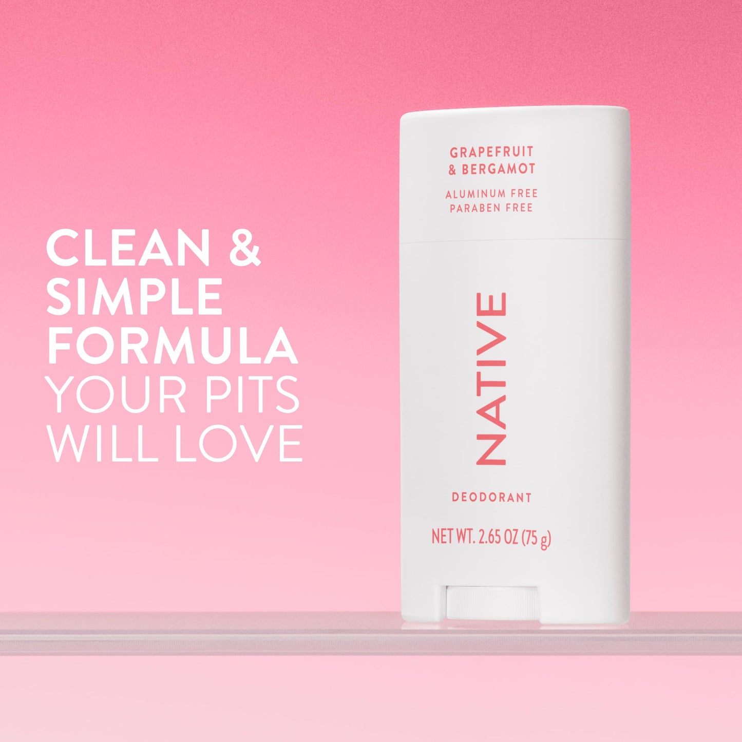 Native Deodorant Contains Naturally Derived Ingredients, 72 Hour Odor Control, Deodorant for Women and Men, Aluminum Free, Grapefruit & Bergamot 2.65oz