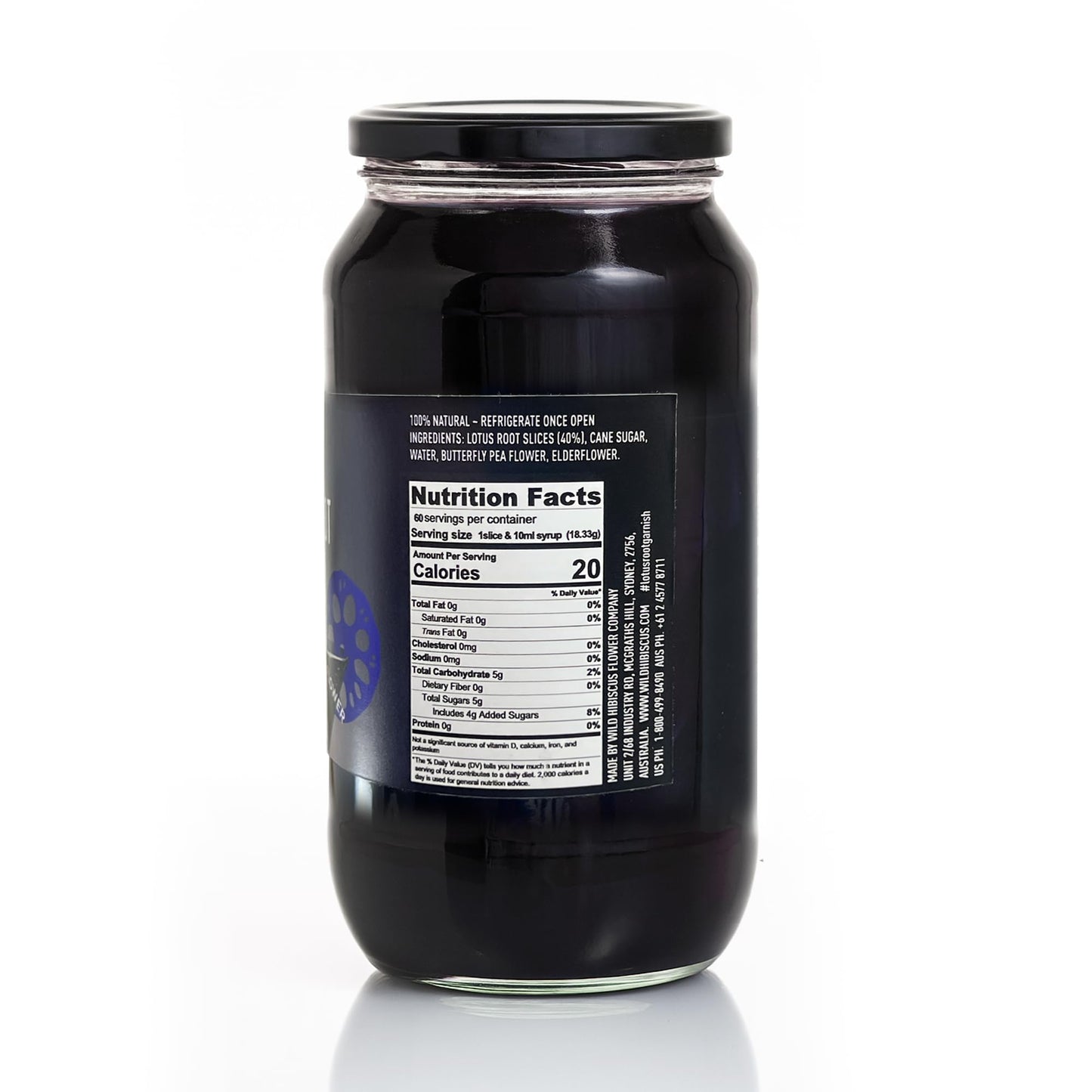 Butterfly & Elderflower Lotus Root Slices, 60 Slices per Jar | All-Natural, Vegan, Kosher, Gluten-Free, Non-GMO | Naturally Colored with Butterfly Pea Flower, Elderflower Infused