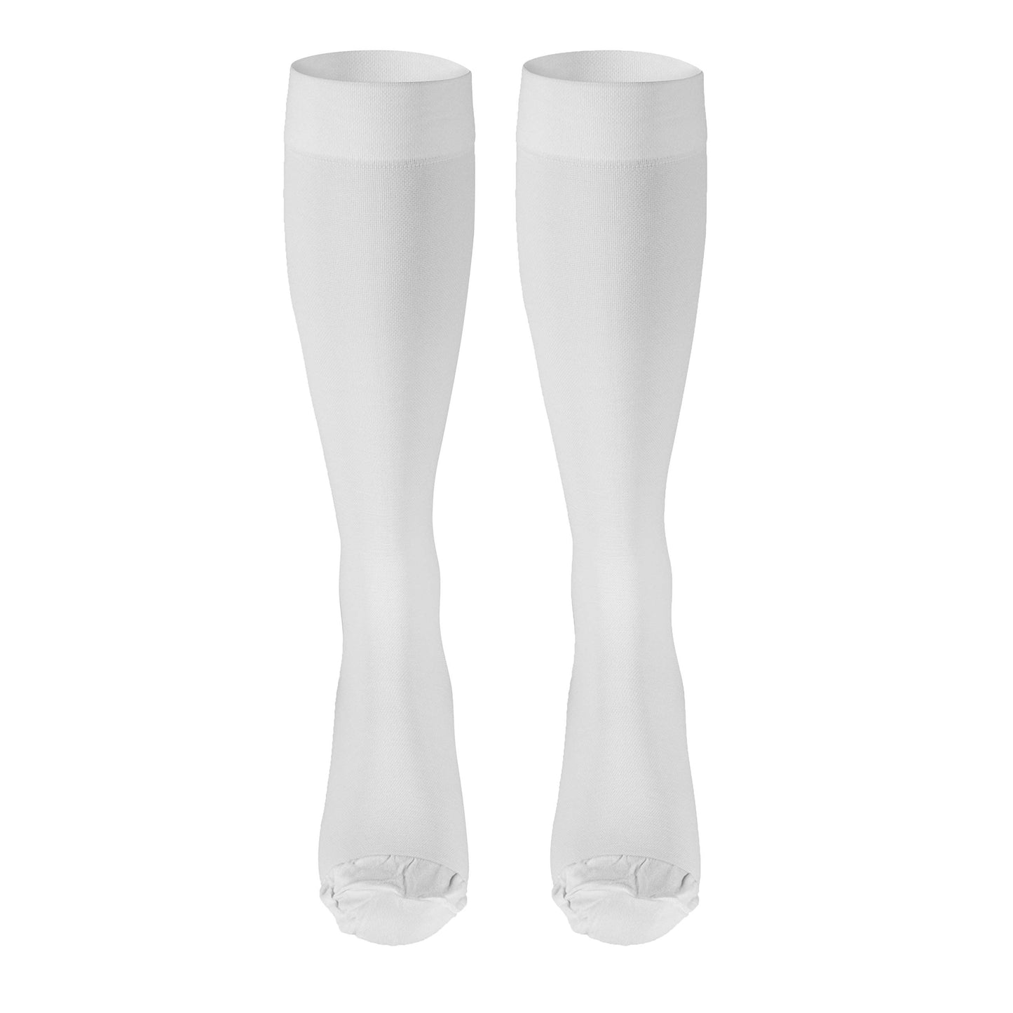 NuVein Medical Compression Stockings, 20-30 mmHg Support for Women & Men, Knee Length, Closed Toe, White, Small