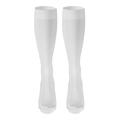 NuVein Medical Compression Stockings, 20-30 mmHg Support for Women & Men, Knee Length, Closed Toe, White, Small