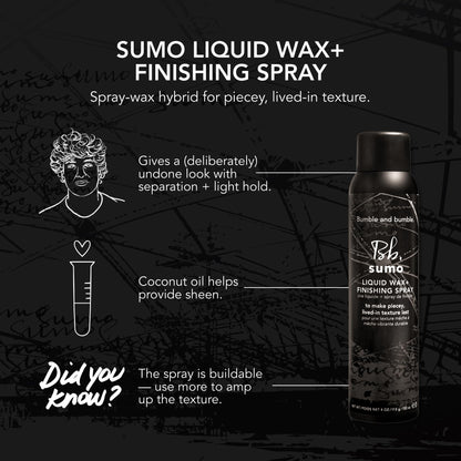 Bumble and bumble. Sumo Liquid Wax + Finishing Spray | For Piecey Texture, Buildable Separation, Light Hold + Natural Shine | With Coconut Oil | For All Hair Types, 4 Ounce