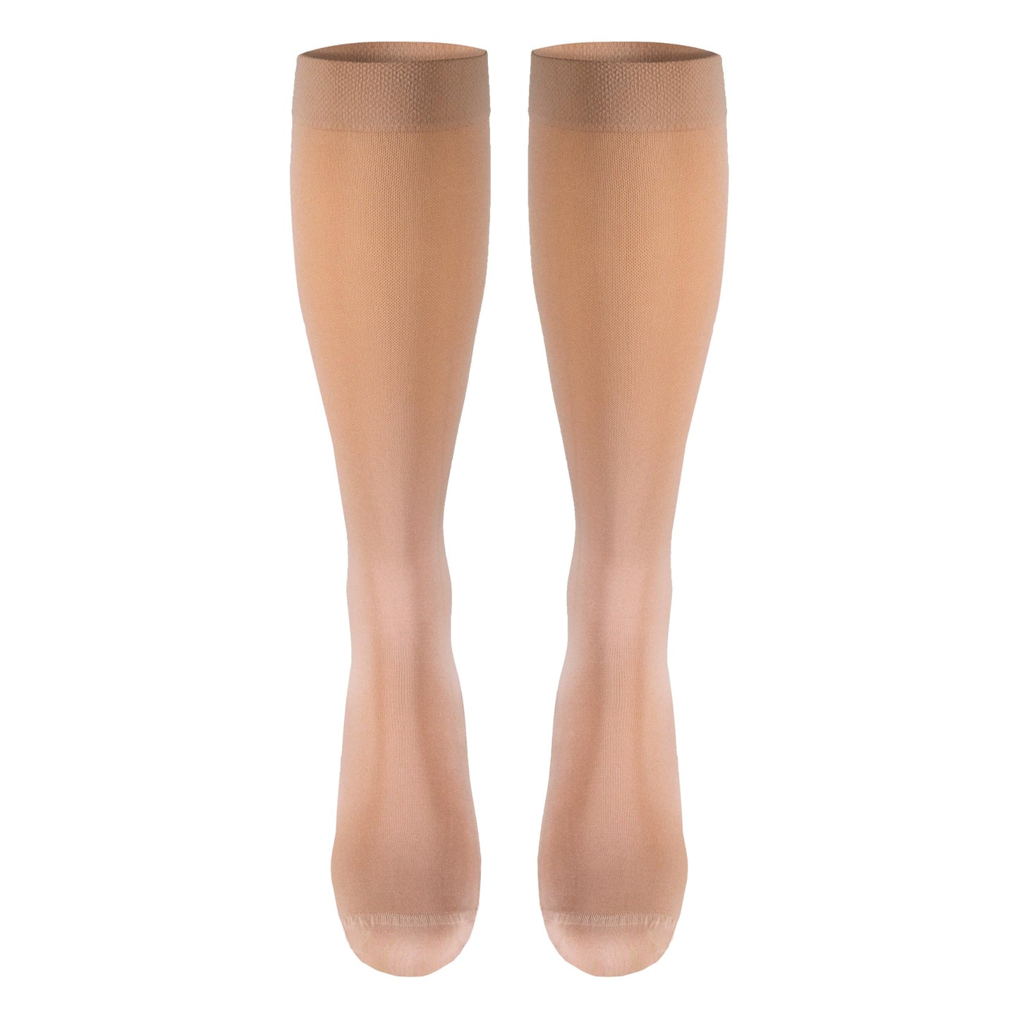 NuVein Medical Compression Stockings, 20-30 mmHg Support, Soft Comfort Microfiber, Knee Length, Closed Toe, Beige, Large