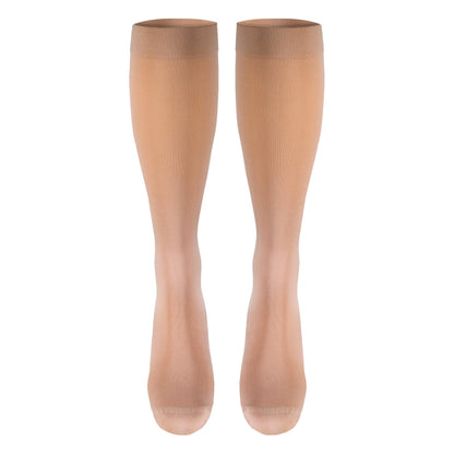 NuVein Medical Compression Stockings, 20-30 mmHg Support, Soft Comfort Microfiber, Knee Length, Closed Toe, Beige, Large