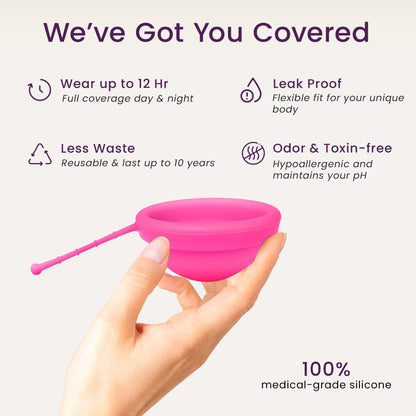 EcoBlossom Reusable Menstrual Disc with Removal String - The Most Reliable Medical Grade Silicone Period Discs - Comfortably use for 12 Hours (Pack of 2, Rose & Teal)
