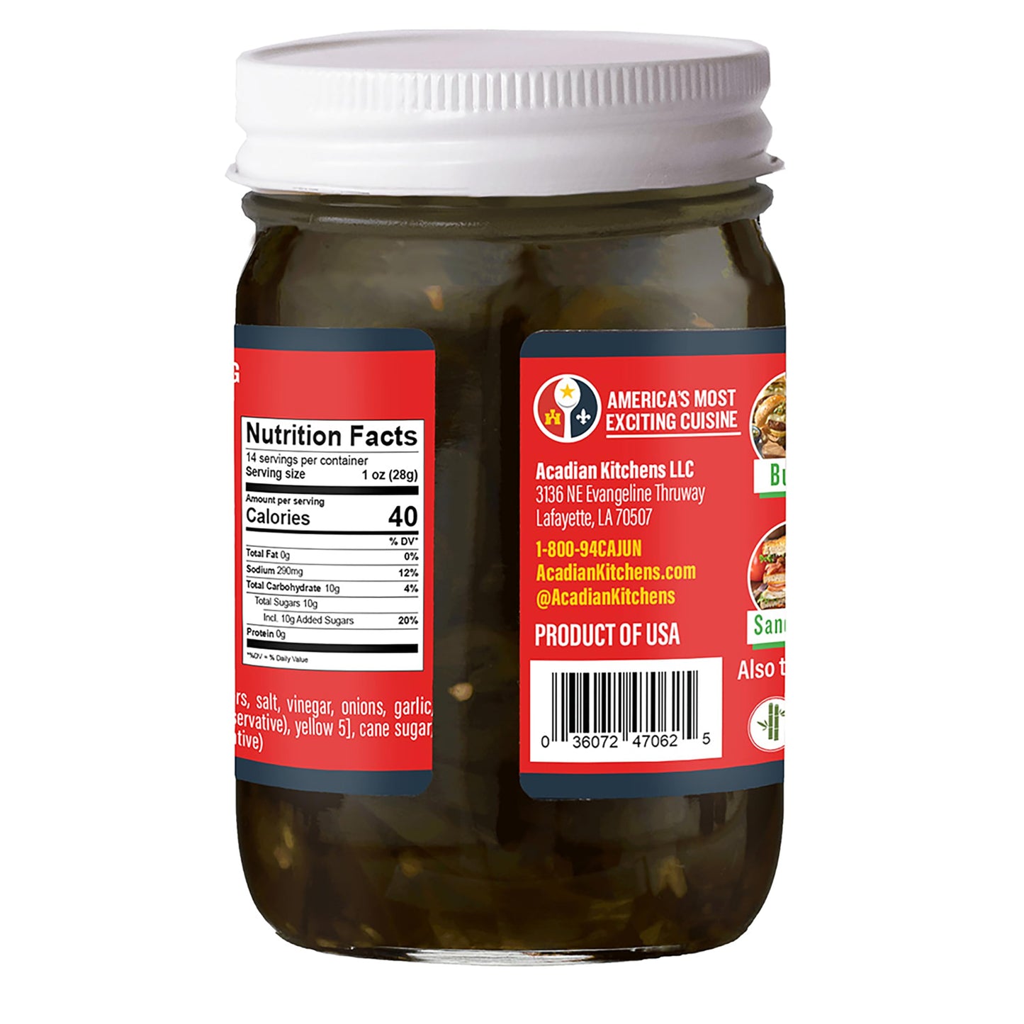 Ragin' Cajun Candied Jalapeño Slices - 14 fl oz Jar, All Natural - Sweet Spicy Louisiana Condiment for Nachos, Burgers & Sandwiches