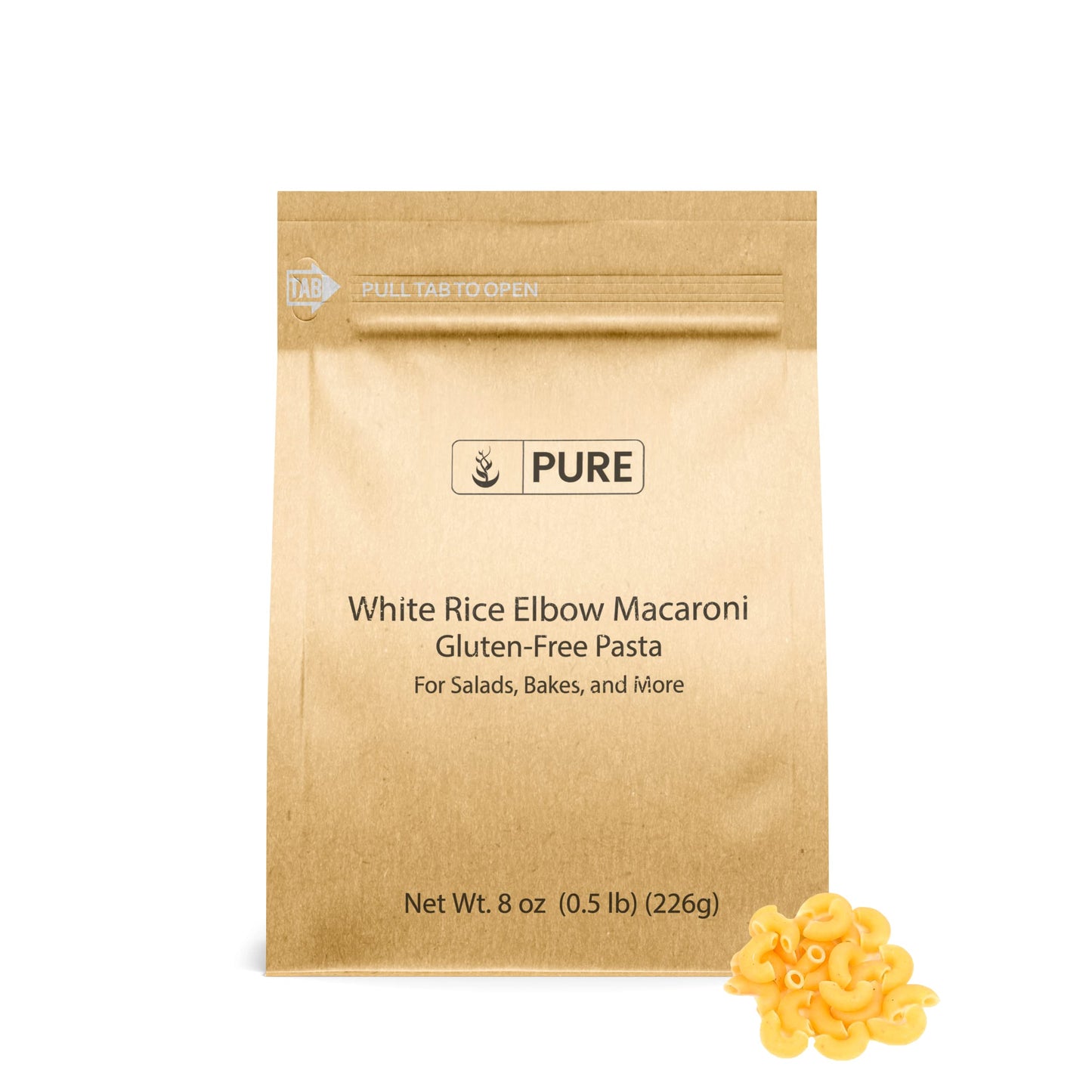 Pure Original Ingredients White Rice Elbow Macaroni (8 oz) Wholegrain Pasta, Non-GMO & Gluten Free