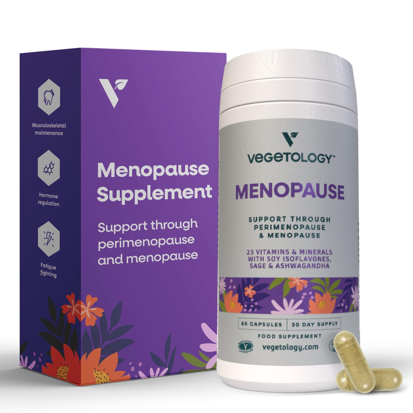 Vegan Menopause Supplements (60 Capsules) — Perimenopause and Menopause Vitamins — Women's Supplements — Perimenopause Supplements for Women — Food Supplement — Menopause Support