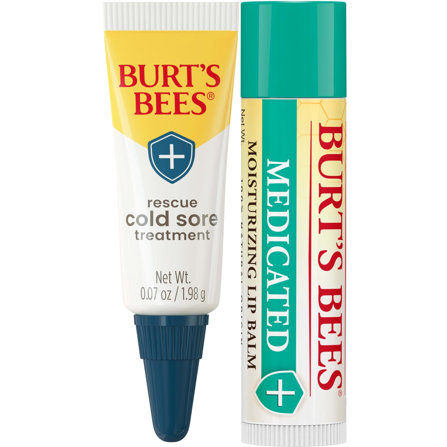 Burt's Bees Cold Sore Treatment and Medicated Lip Balm, With Menthol and Eucalyptus Oil, Natural Origin Skincare, 2 Tubes, 0.07 oz./0.15 oz.