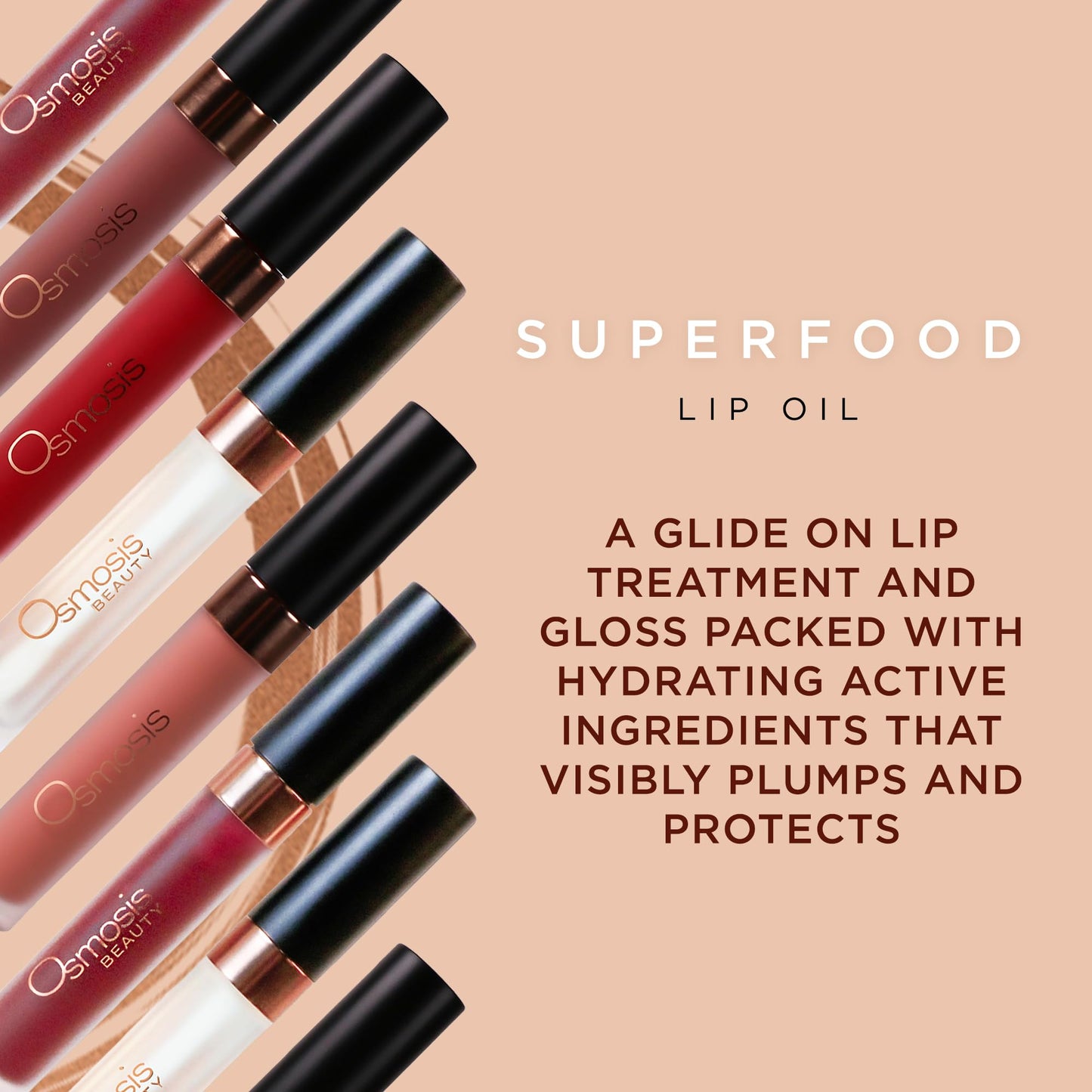 Osmosis Superfood Lip Oil, Nourishing Tinted Lip Gloss, Deep Hydration Lip Plumper Peptides for Fuller Lips